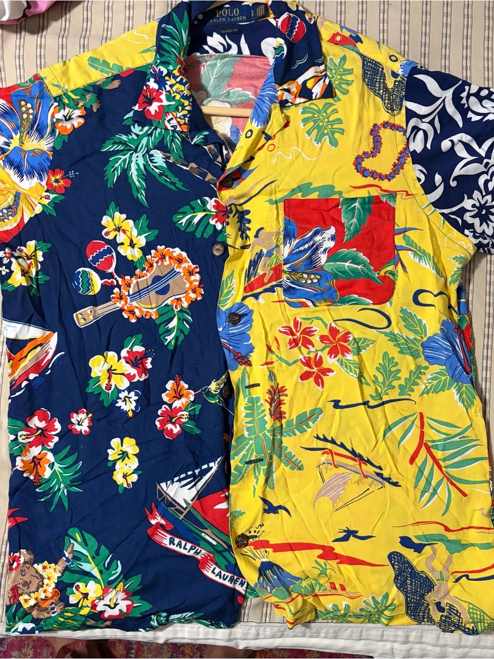 Polo by Ralph Lauren Tropical Hawaiian Patchwork Shirt - Navy & Yellow